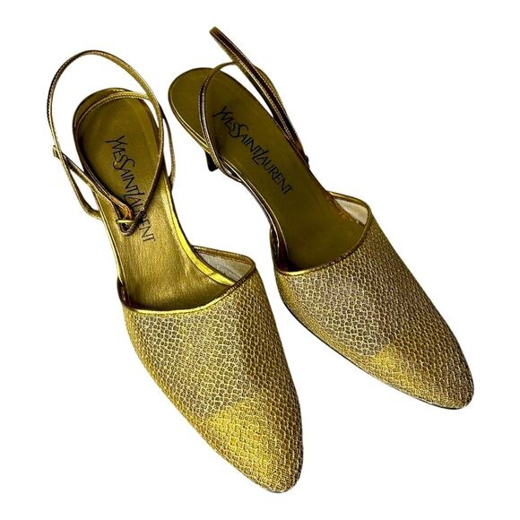 Yves Saint Laurent gold mesh pointed toe strappy sandal. Size 7.5 - Picture 5 of 14